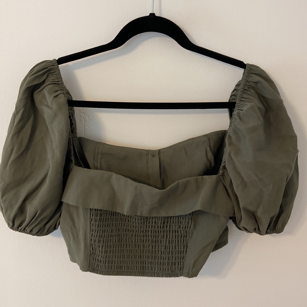 Backyard Roses Olive Crop Top - Picture 2 of 2